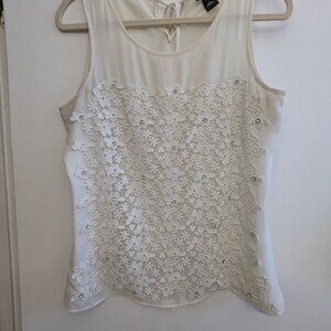Ann Taylor Meadow Flower Top, Silk, Ivory, Medium